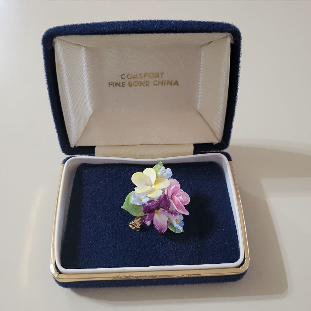 Coalport Fine Bone China Pastel Floral Brooch Pin